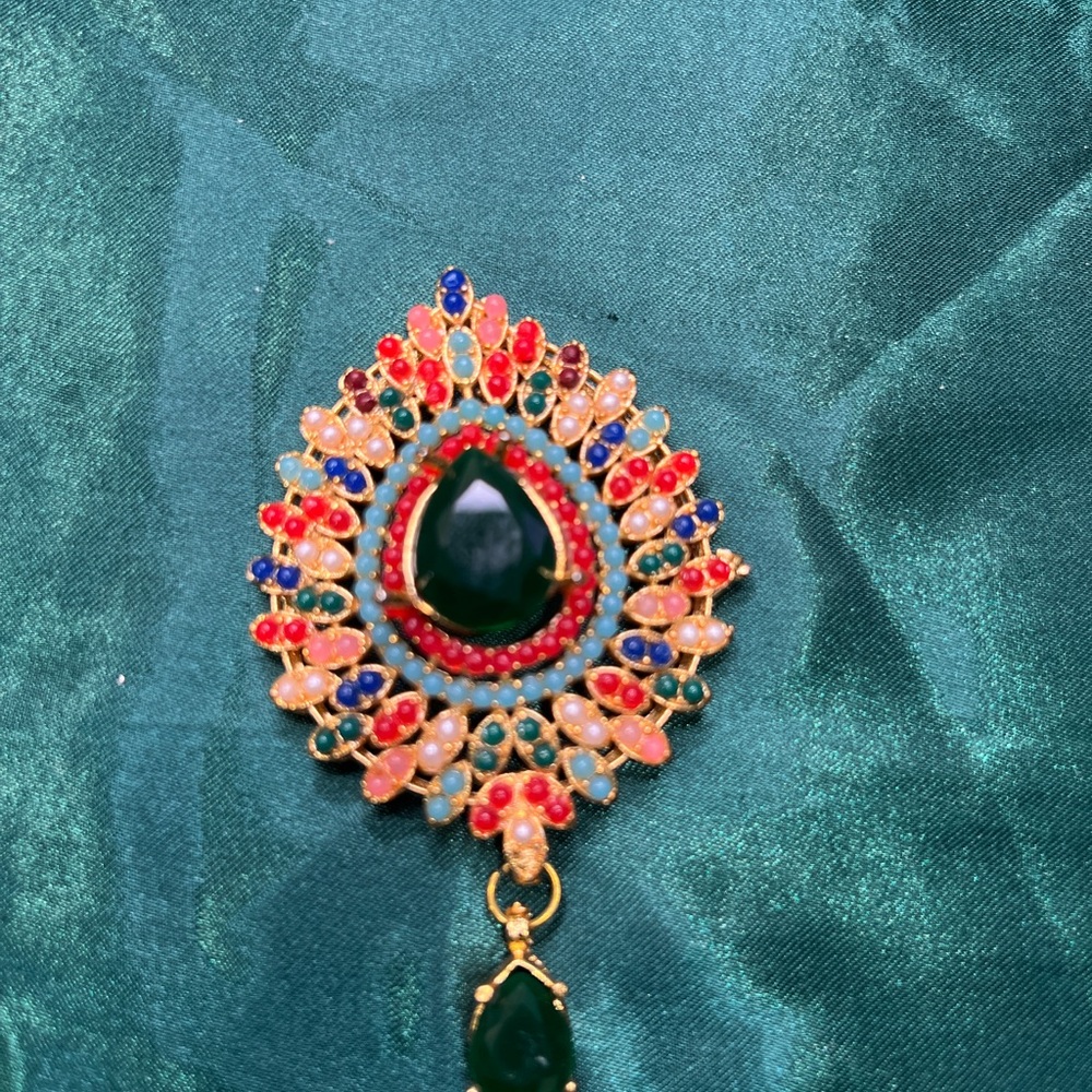 Multicolor Jeweled Brooch Pin - Picture 3 of 3